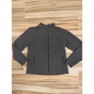 Hugo Boss Mens XL Full Zip Sweatshirt Charcoal Gray Mock Neck Track Jacket Logo